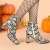 Allegra K Women's Pointed Toe Snake Print Side Zipper Chunky Heel Ankle Boots - 3 of 4