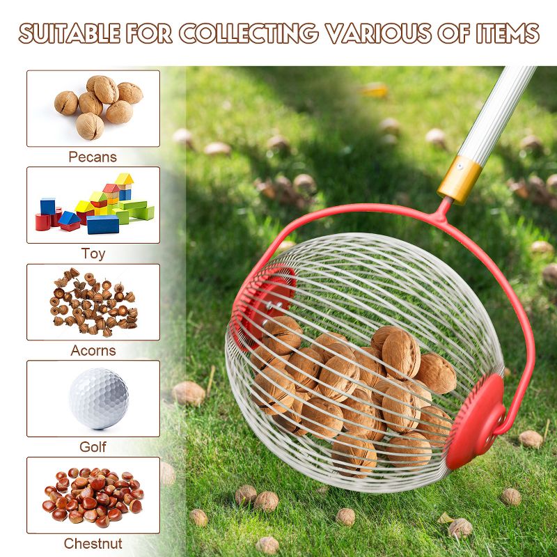 Costway Medium Rolling Nut Gatherer Picks up Balls Nuts & Other Objects 1'' to 3'' in Size, 3 of 11