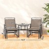 Outdoor Glider Chairs with Coffee Table, Patio 2-Seat Rocking Chair Swing with Breathable Sling for Backyard, Garden and Porch - 3 of 4
