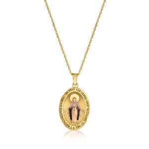 Ross-Simons Italian 14kt Yellow Gold Miraculous Medal Pendant Necklace With Multicolored Enamel - 1 of 4