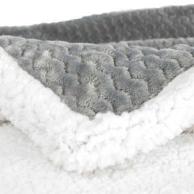 Gray Chevron Sherpa Fleece Reversible Throw Blanket, 50" x 60"