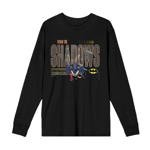 DC x Sonic the Hedgehog From The Shadows Shadow X Batman Yellow Outline Adult Long Sleeve T-Shirt - 1 of 2