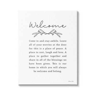 Stupell Industries Welcome Home Quote Simple White Typography Canvas Wall Art