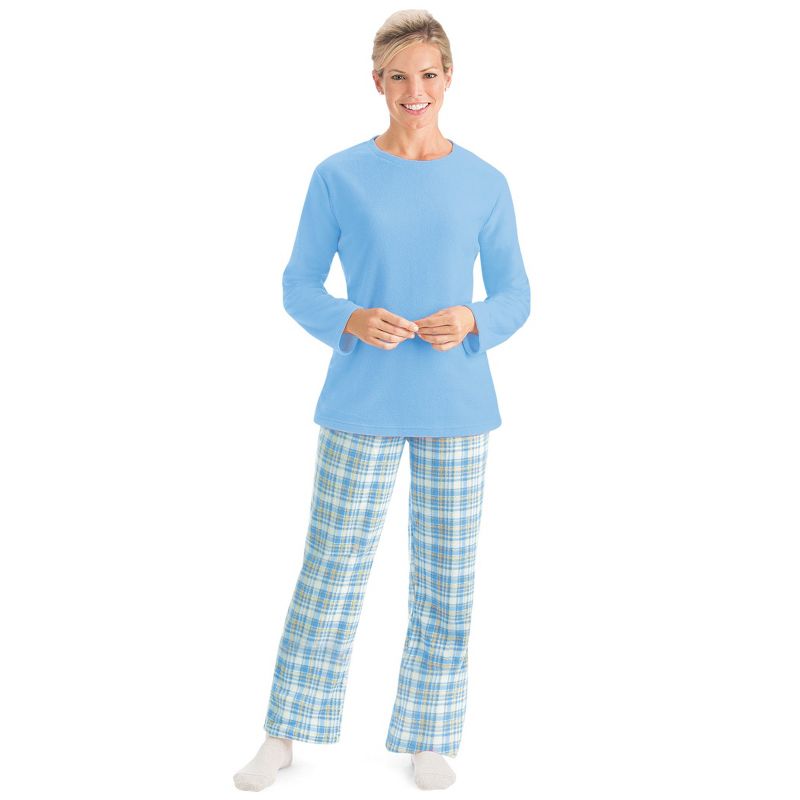 Collections Etc Fleece Pajama Set with Plaid Pants, 2 of 4
