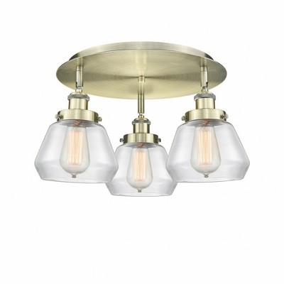 Fulton - 3 Light Flush Mount In Art Deco Style-8 Inches Tall and 18.25 Inches Wide