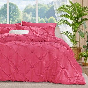 BAGOKIE 3 Pieces Floral Pinch Pleat Bed in a Bag Comforter Set for All Season - 1 of 4