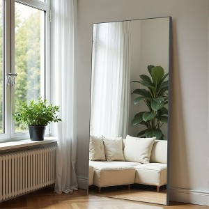 PexFix 31 in. W x 71 in. H Rectangular Metal Framed Full Length Wall Mirror Free Standing Mirror in Black - 1 of 4