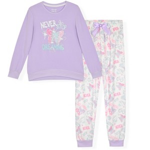 Sleep On It Girls 2-Piece Brushed Jersey Pajama Set - 1 of 4