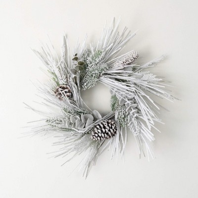 Sullivans Artificial Heavily Flocked Mini Christmas Wreath  Green-White  Indoor Christmas DÃƒÂ©cor
