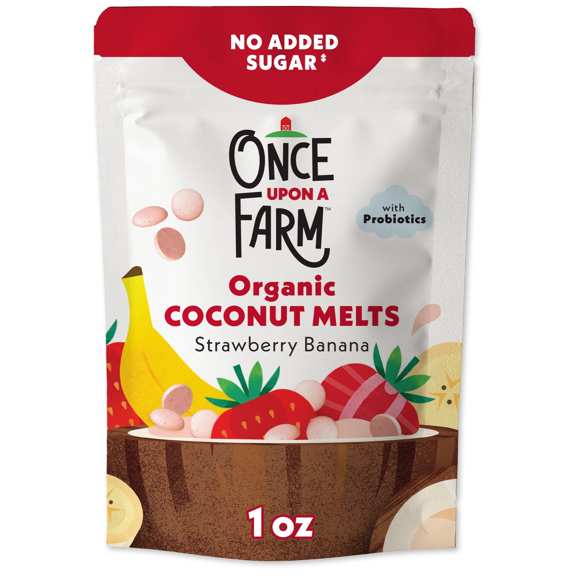 Once Upon a Farm Coconut Melts Strawberry Banana Baby Snacks - 1oz