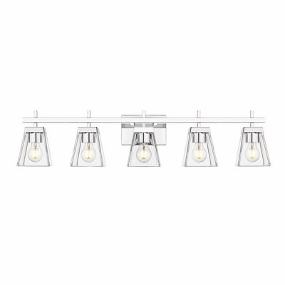 Lauren 39" Chrome 5-Light Vanity with Glass Shades