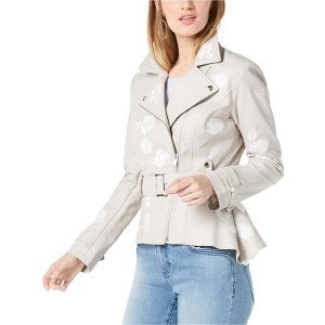 I.N.C International Concepts Womens Embroidered Floral Motorcycle Jacket, Grey, X-Large - 1 of 1