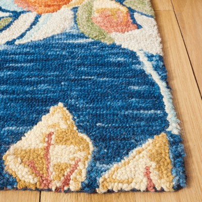 Aspen Chic Southwestern Blue/Orange Wool 5' Square Area Rug
