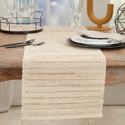 Natural Linen Striped Woven Table Runner, 12x15