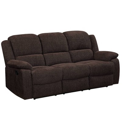 Kalen 78'' Velvety Brown Chenille Reclining Sofa with Cup Holders