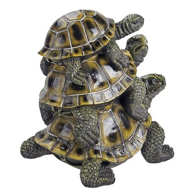 Medium Hand-Painted Resin Stacked Turtle Garden Statue