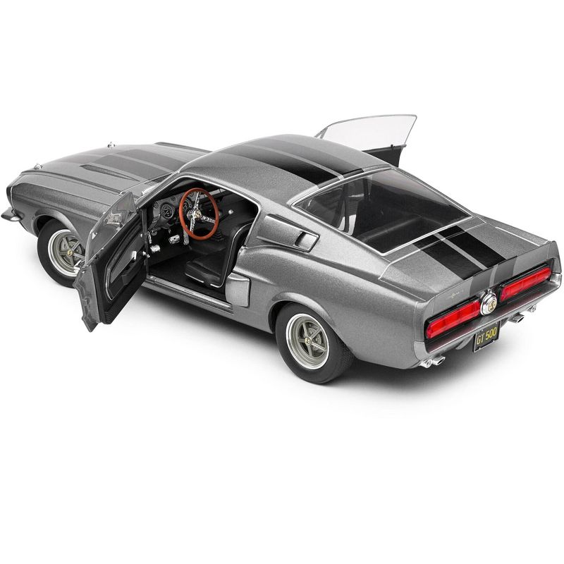1967 Shelby GT500 Gray Metallic with Black Stripes 1/18 Diecast Model Car by Solido, 5 of 7