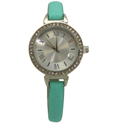 OLIVIA PRATT RHINESTONE SKINNY LEATHER STRAP WATCH
