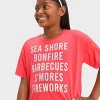 Girls' Americana List Boxy Short Sleeve Graphic T-Shirt - Red - 2 of 3