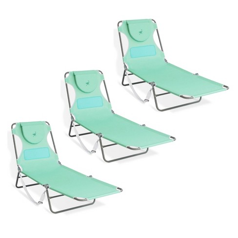 Ostrich Chaise Lounge Outdoor Lightweight Folding Adjustable Reclining  Beach Chair For Tanning Pool Lake Patio Lawn Camping, Teal (3 Pack) : Target