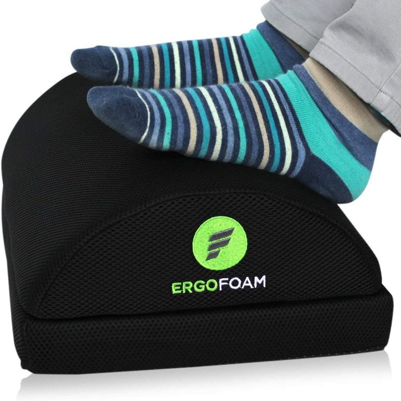 ErgoFoam Adjustable Foot Rest for Added Height (Mesh) - Orthopedic Teardrop Design - Large Premium Under Desk Foot Rest - Most Comfortable Foot Rest, 1 of 5