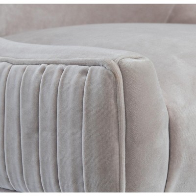 Transitional Pale Taupe Velvet Side Chair with Acrylic Legs