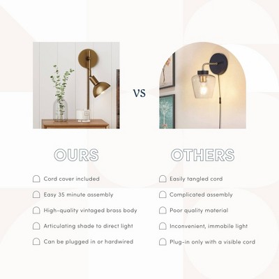 Tamlin Brass Gold Dimmable Wall Sconce Set of 2