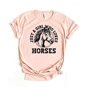 Simply Sage Market Women's Girl Who Loves Horses Circle Short Sleeve Graphic Tee - 1 of 3
