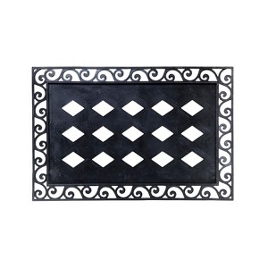 Evergreen Scroll Cutout Embossed Floor Mat Indoor Outdoor Rubber Tray 2'x3' Fits Embossed Doormats Size 30"x18" Black - 1 of 4