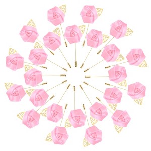 Unique Bargains Ribbon Alloy Outdoor Wedding Rose Flower Lapel Pin 48 Pcs - 1 of 4