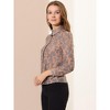 INSPIRE CHIC Women's Lace Floral Semi Sheer Work Button Down Collar Shirt - 4 of 4