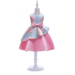 MyKids-USA Baby Girl Floral Pattern Bow Tie Princess Tutu Dress Formal Dress - 1 of 4