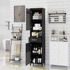 Sevobal Bathroom Storage Cabinets, Double Door Lockers with Drawer and Open Storage Shelf, Upright Storage for Bathroom, Black, 15.74"*11.8"*64.96" - 3 of 4