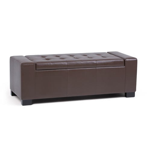 51 Santa Fe Large Storage Ottoman Chocolate Brown Faux Leather Wyndenhall Target