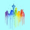 Women's Design By Humans Seattle Skyline Rainbow Watercolor By OlechkaDesign Racerback Tank Top - 2 of 3