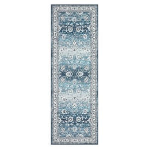 Washable Vintage Foral Rug Non Slip Low Pile Rug Soft Throw Floor Cover Foldable Indoor Carpet for Living Room Bedroom Playroom Nursery - 1 of 4