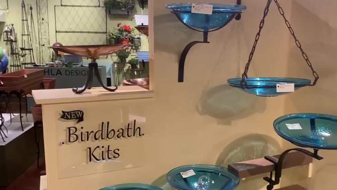 Achla Designs 17&#34; Reflective Crackle Glass Hanging Birdbath Bowl Red - Handblown, Weather-Resistant, Garden Accent, Bird Hydration Station, 2 of 4, play video
