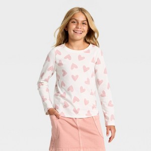 Girls' Long Sleeve Printed T-Shirt - Cat & Jack™ - 1 of 3