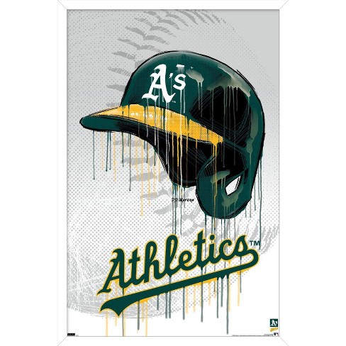 Trends International MLB Oakland Athletics - Drip Helmet 22 Framed Wall  Poster Prints White Framed Version 22.375 x 34