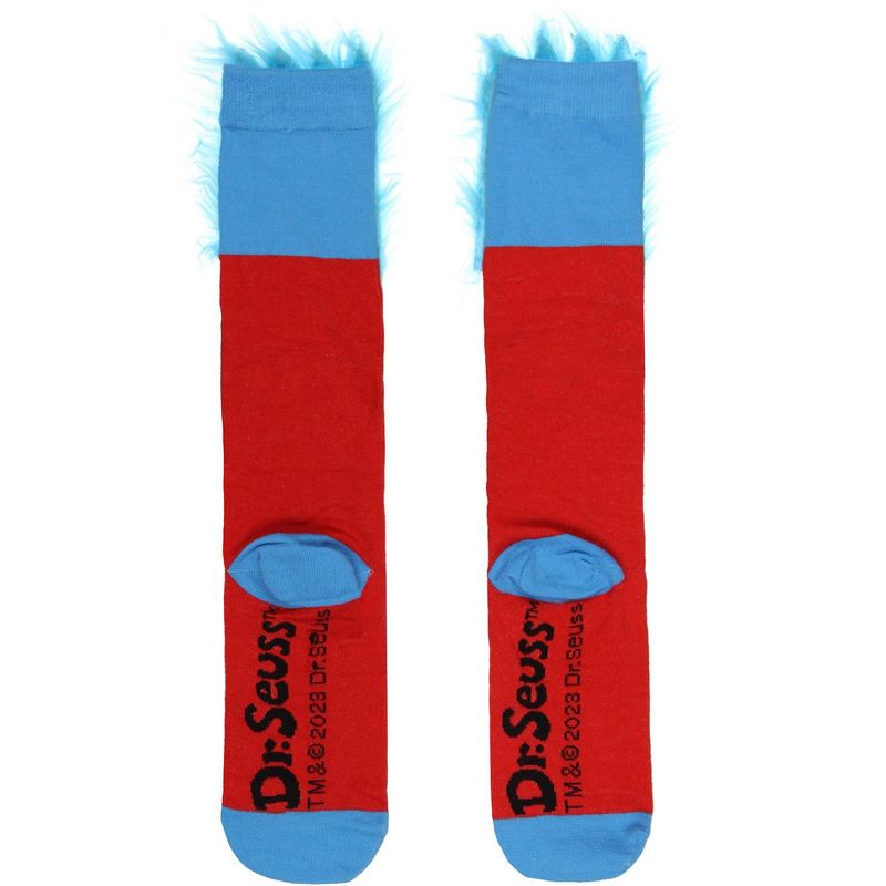 Dr. Seuss Kid's Thing 1 And Thing 2 Fuzzy Top Knee- High Socks OSFM Multicoloured, 3 of 5