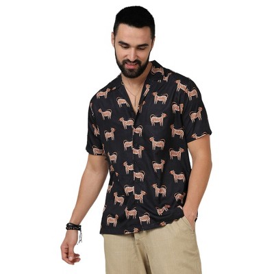 Campus Sutra Men Men's Midnight Black Tiger Shirt