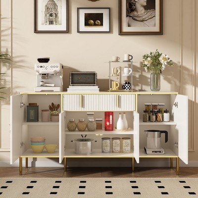 NicBex Buffet Cabinet with Storage, 4-Door Sideboard Cabinet with Adjustable Shelf for Kitchen,Dining Room,Hallway