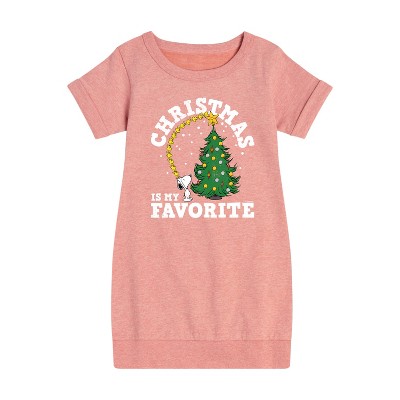 - Peanuts - Christmas Is My Favorite Graphic Short Sleeve Fleece Dress