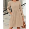 Women's Knit Round Neck Dress Casual Long Sleeve Midi Dress - 3 of 4