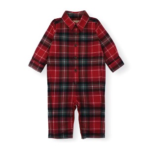 Hope & Henry Baby  Cotton Boy Layette Long Sleeve Button Front Romper, Infant - 1 of 4