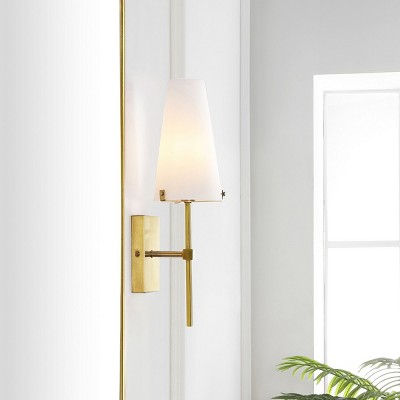 Nanda Brass Gold Iron Wall Sconce with White Shade
