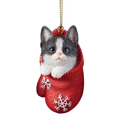 Collections Etc Adorable Cat In Mitten Christmas Ornament Tuxedo Cat ...