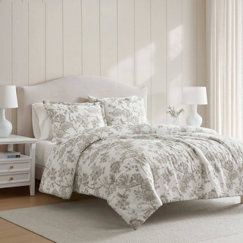 Martha Stewart Avery Floral Gray King Comforter Set