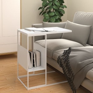 vidaXL Side Table White 21.7 in.x14.2 in.x23.4 in. Engineered Wood - 1 of 4