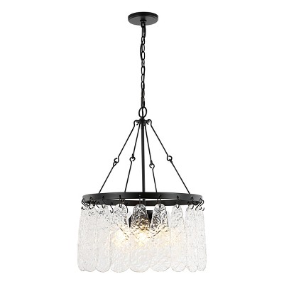 Selene Black Iron and Crystal 4-Light Chandelier